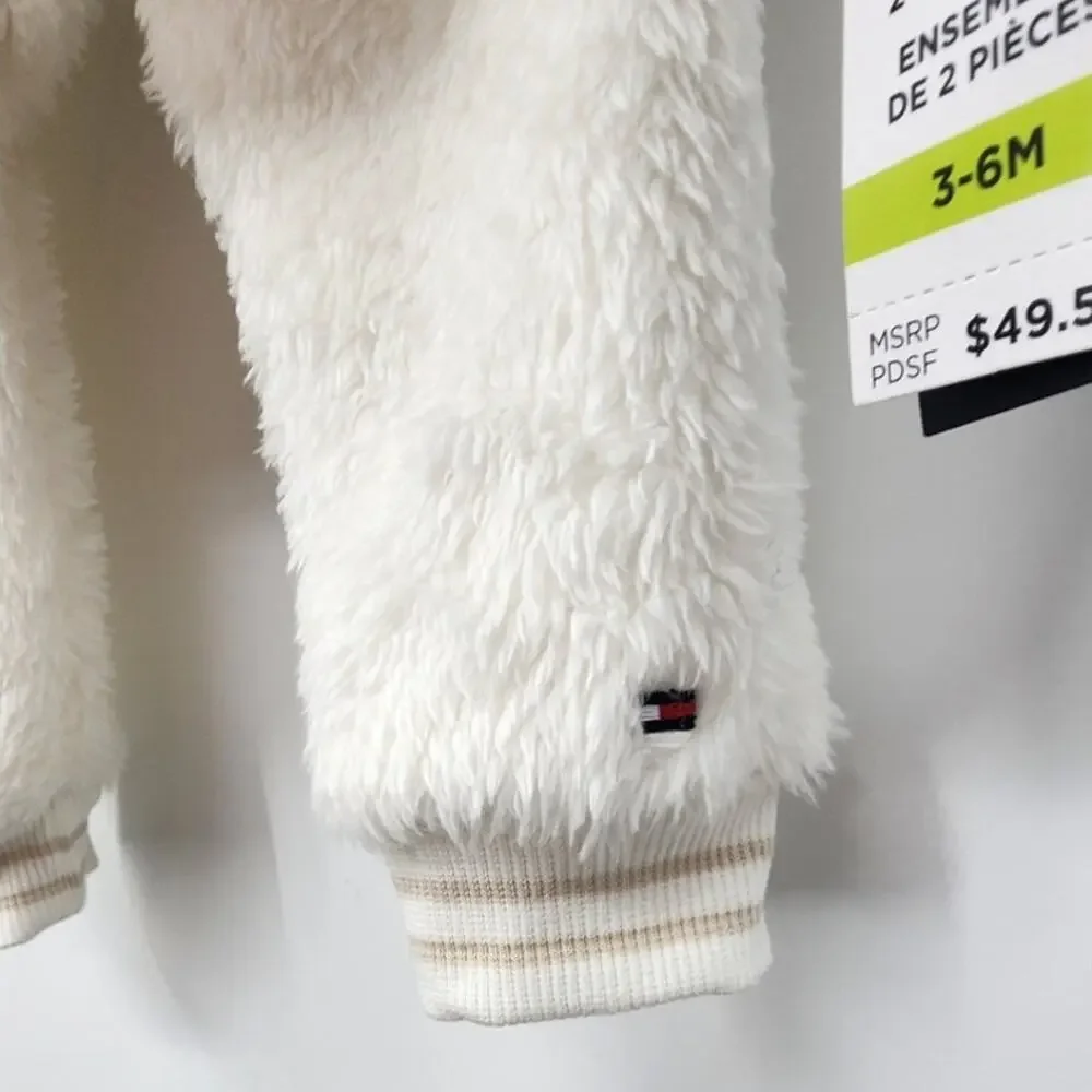 New NWT Baby Tommy Hilfiger 3-6 Month White Fluffy‎ Set Cozy Warm 2-Piece Set